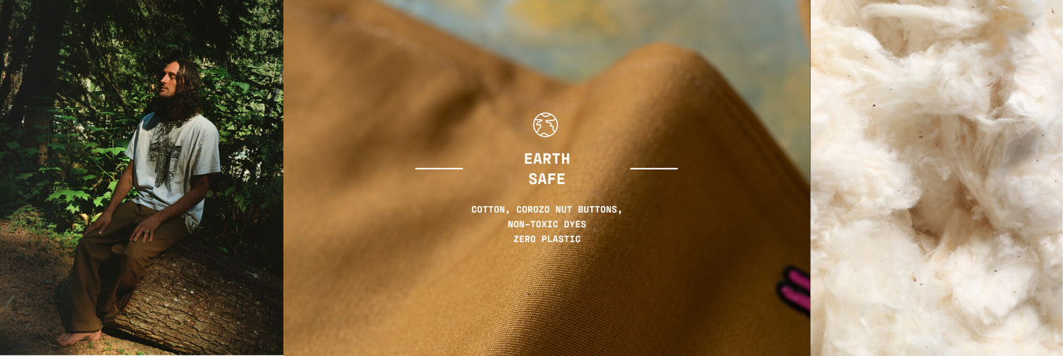 From your favorite casual wear&nbsp;to workwear inspired icons, all our UNLESS shorts and pants are plastic free and made to change the game.&nbsp; Every detail down to the corozo nut buttons are made from the elements, built to be worn in the elements and designed to harmlessly return to the elements when you're done wearing them.